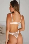 Women's White Lace See-through Sheer Patch Lingerie Set