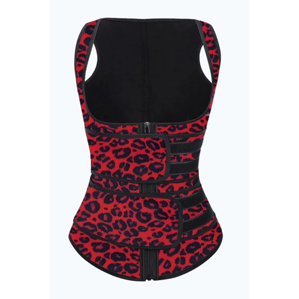 Women‘s Red Leopard Latex Underbust Sport Girdle Waist Trainer