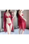 Women Sexy Long Lace Lingerie Kimono Robe Sheer Babydoll Red