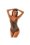 Women Sexy Leopard Lingerie Deep V-Neck Lace Babydoll